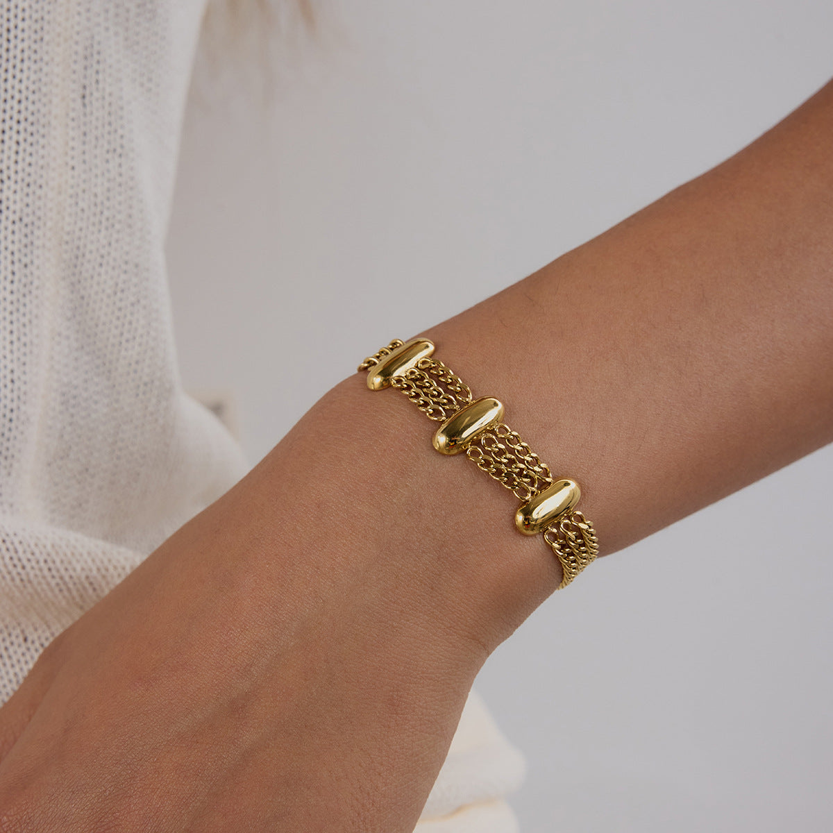 Kathleen Geometric Gold Chain Bracelet