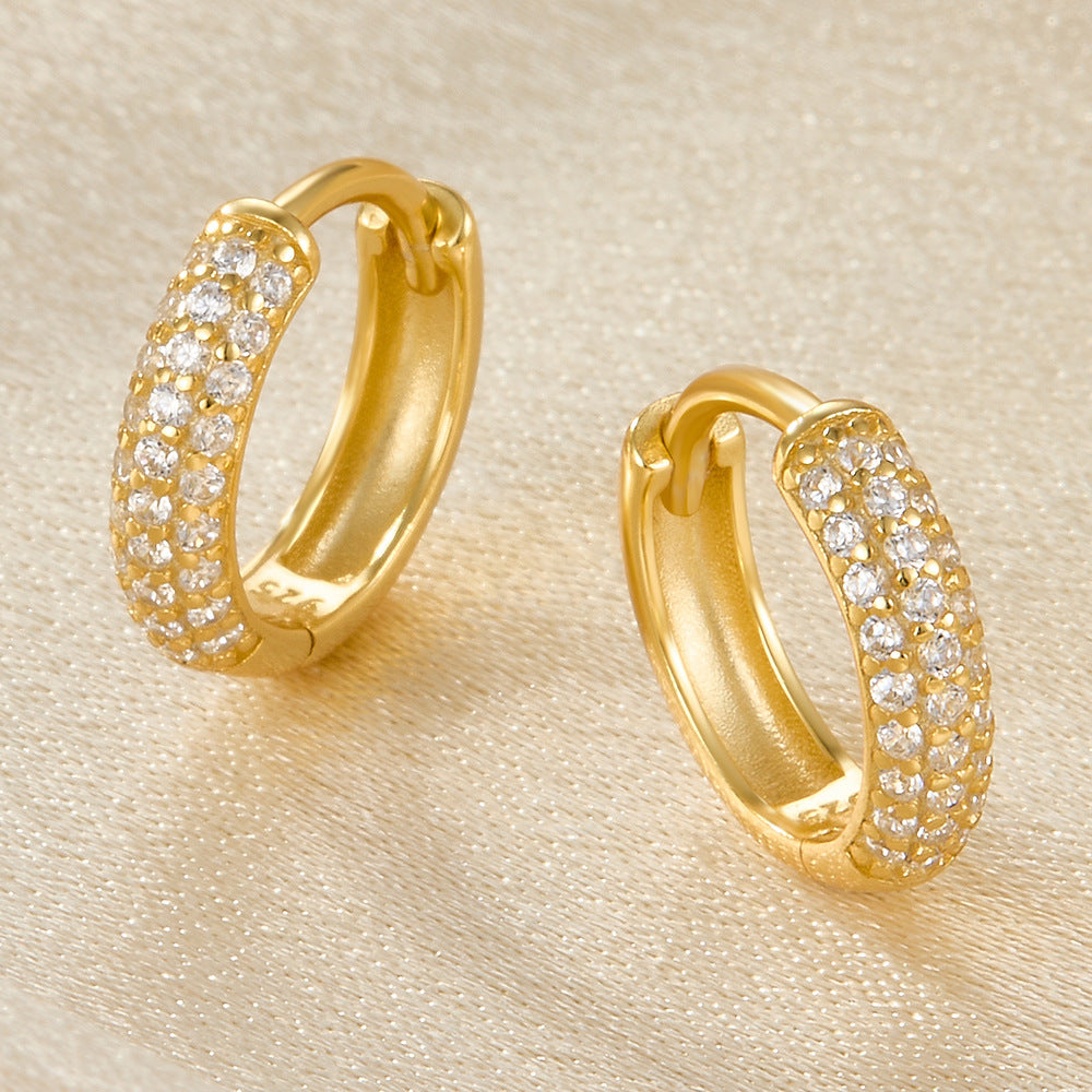 Sparkle Paved Huggie Hoops