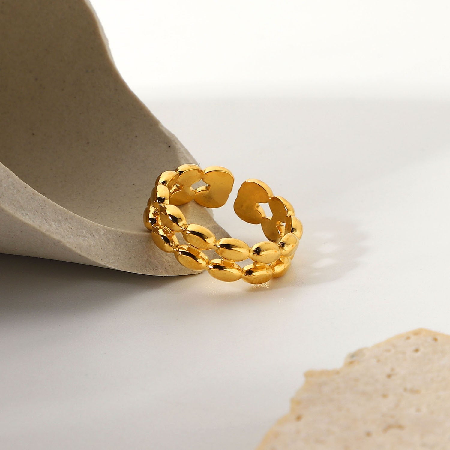 Gleaming Beaded Gold Ring