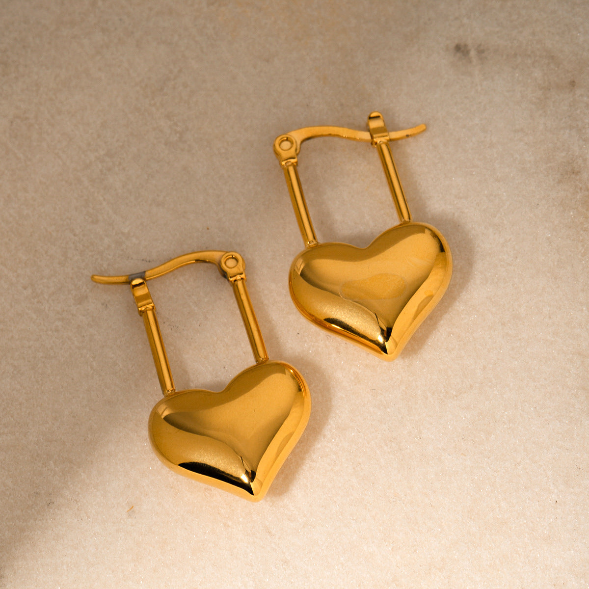 Golden Embrace Heart Hoops