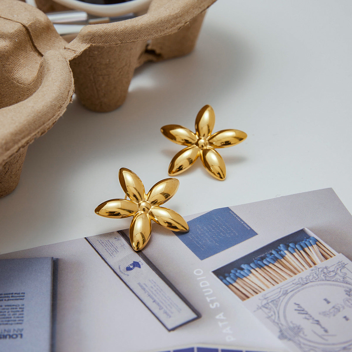 Sculptural Petal Gold Earrings