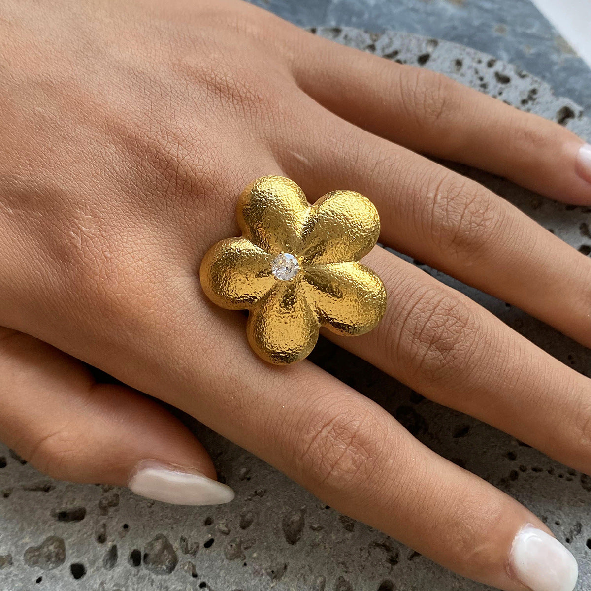 Gilded Petal Statement Ring