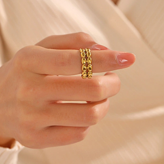 Gleaming Beaded Gold Ring