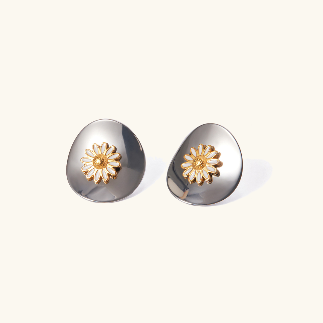 Elegant Floral Gold Studs