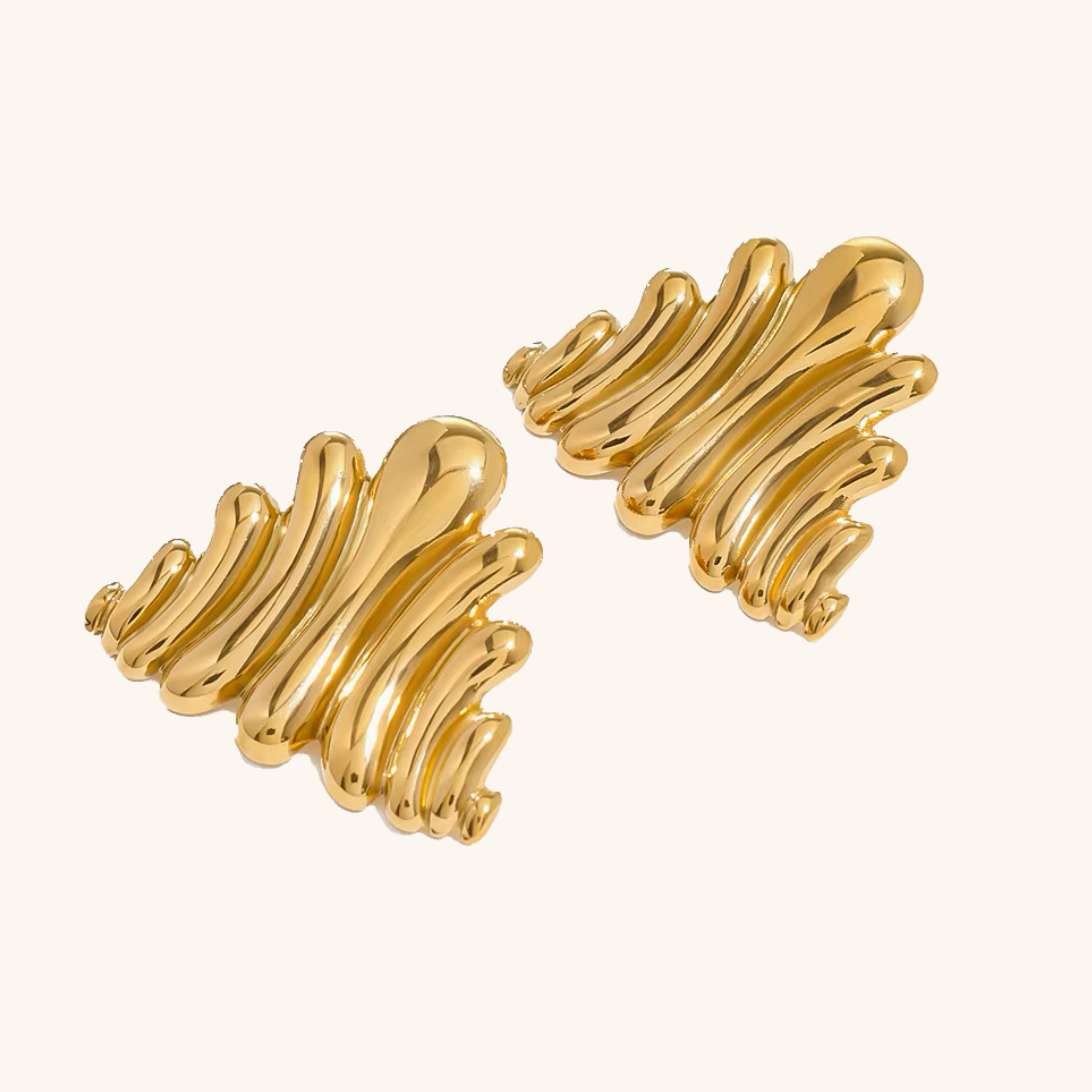 Luna Wave Gold Earrings
