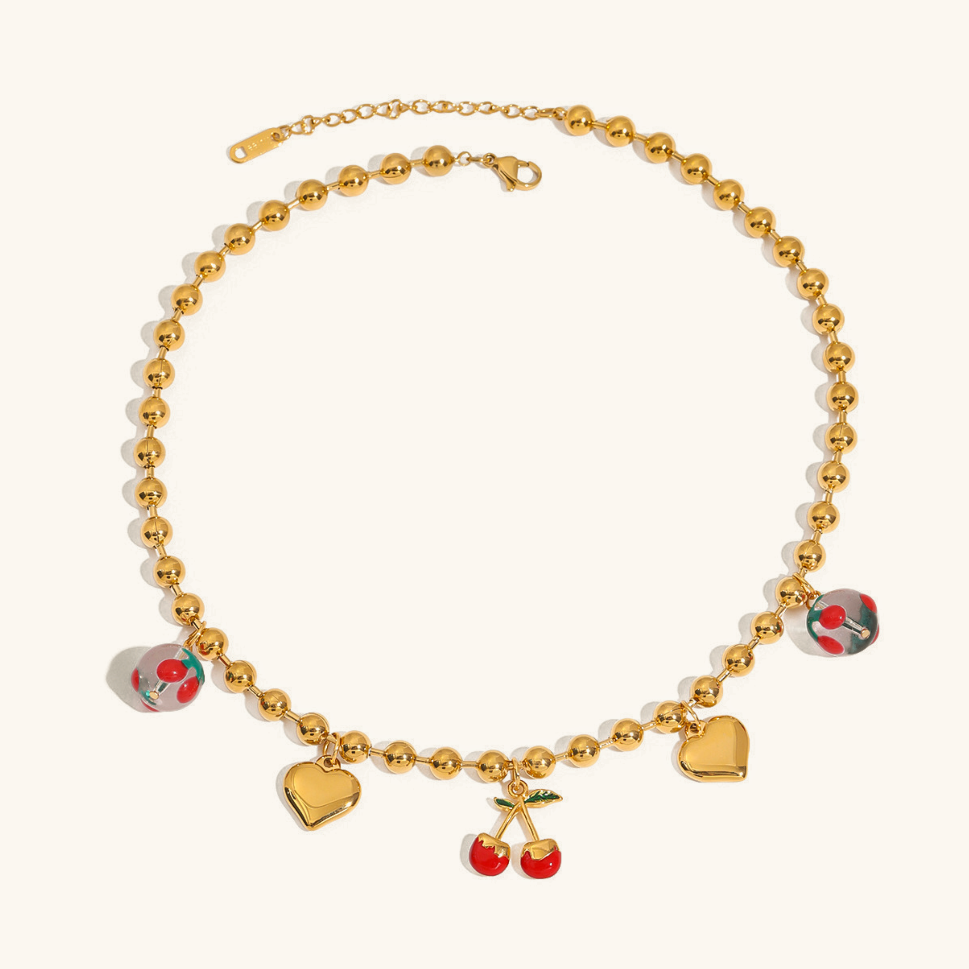 Golden Cherry Charm Necklace