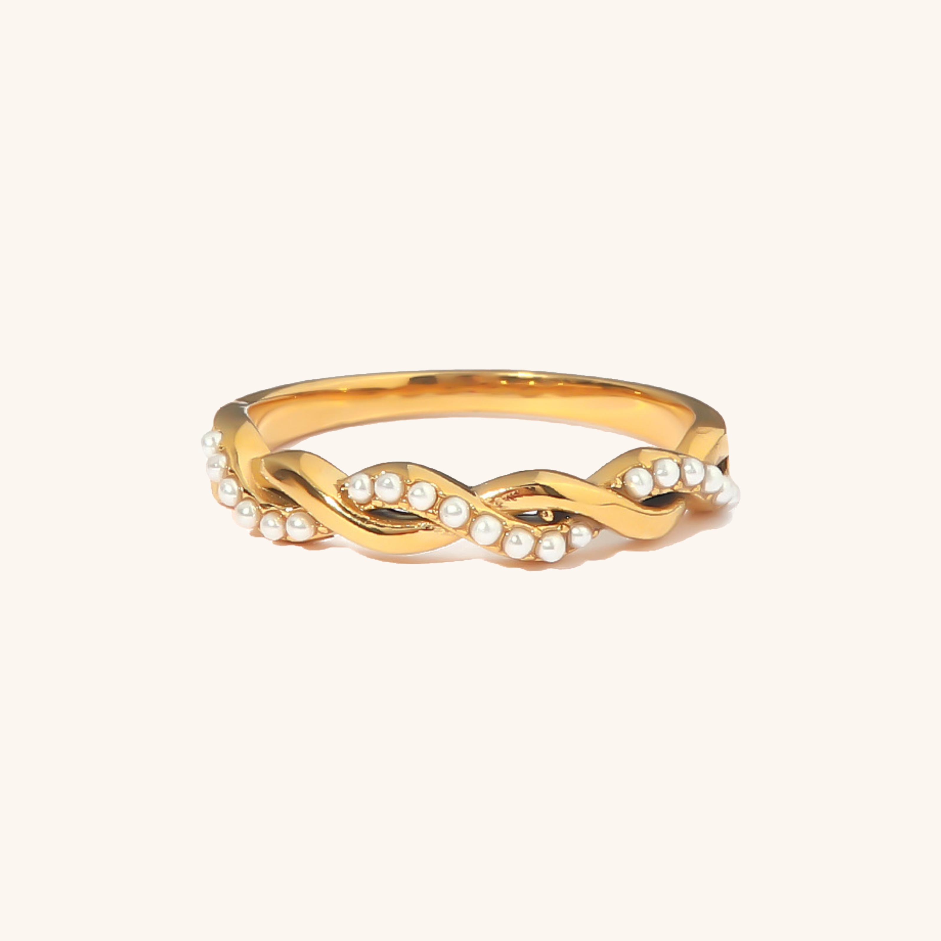 Elegant Pearl Twist Ring