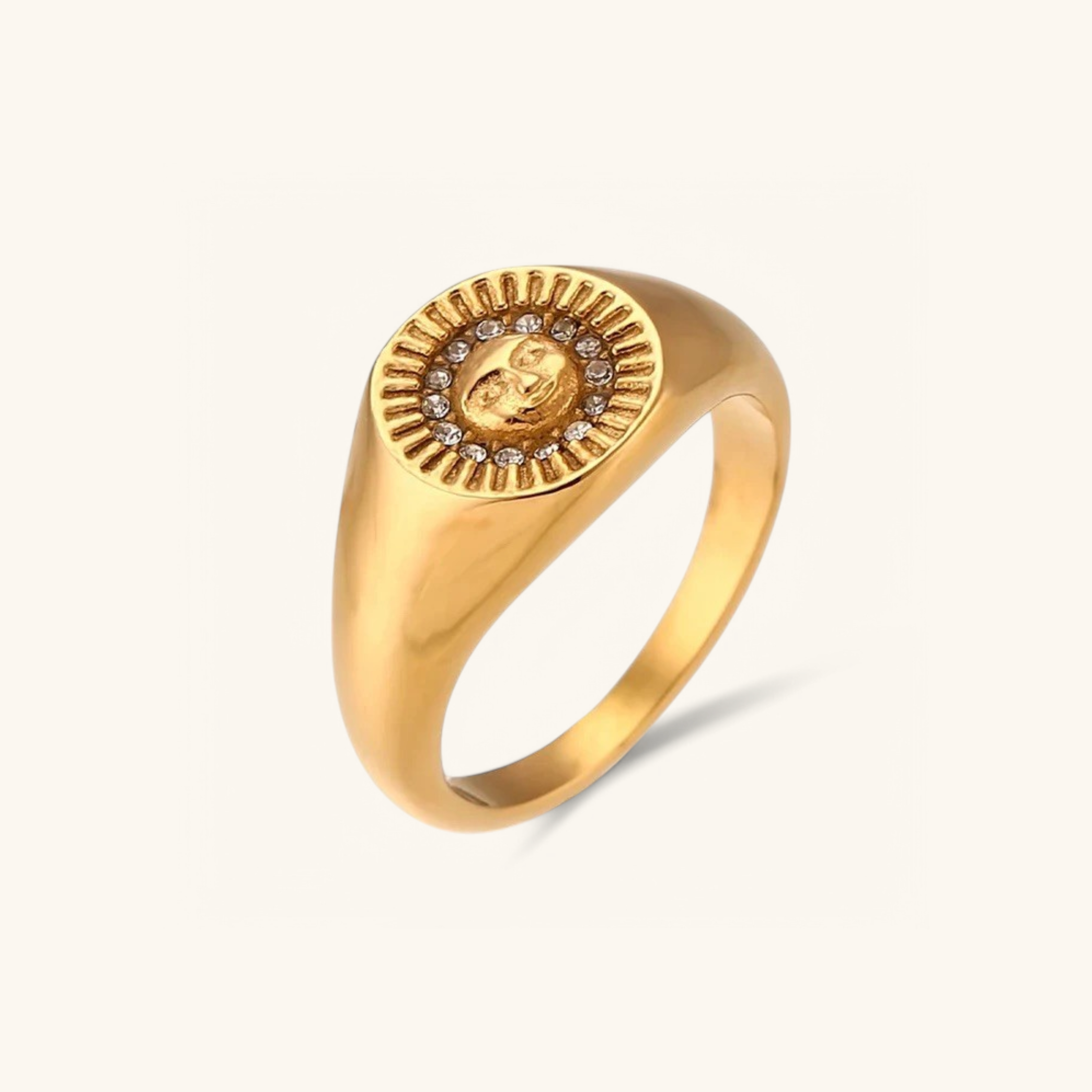 Radiant Sunburst Gold Ring