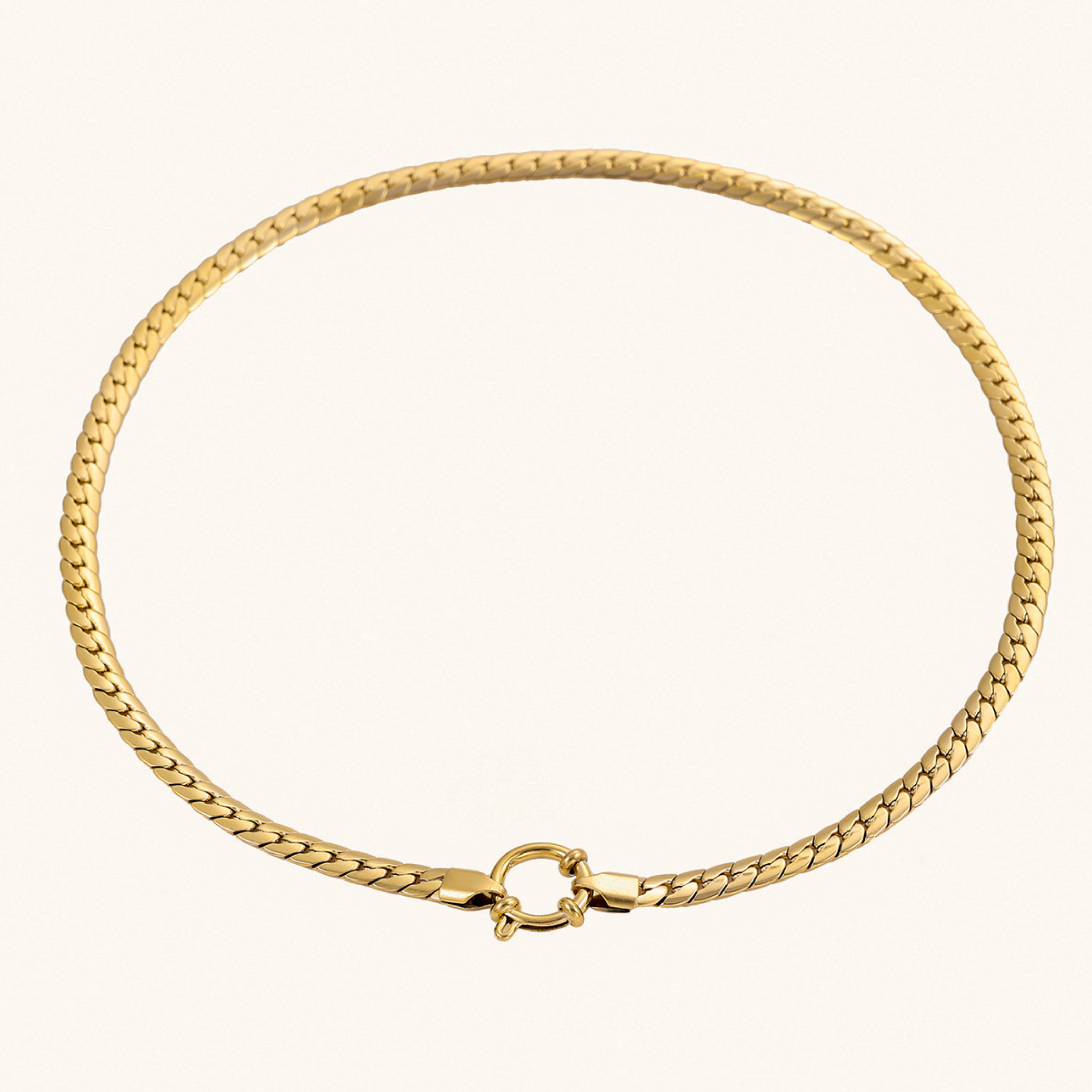 Golden Herringbone Statement Pendant