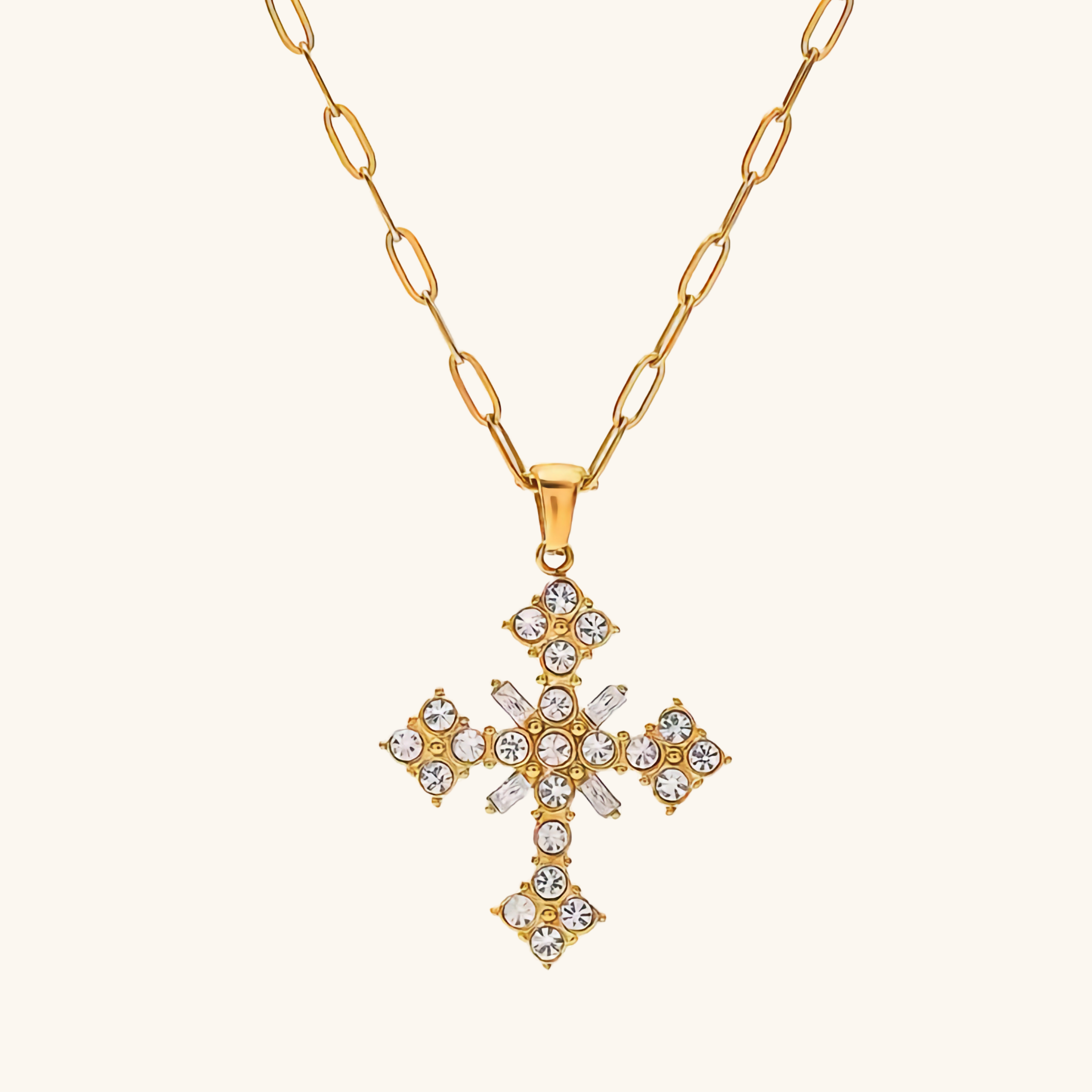 Ethereal Crystal Cross Pendant