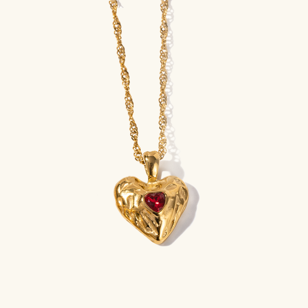 Radiant Gold Hammered Heart Necklace