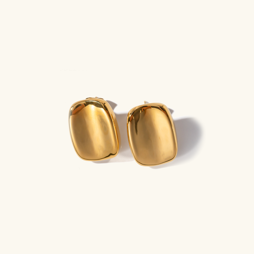 Elegant Gold Rectangle Studs