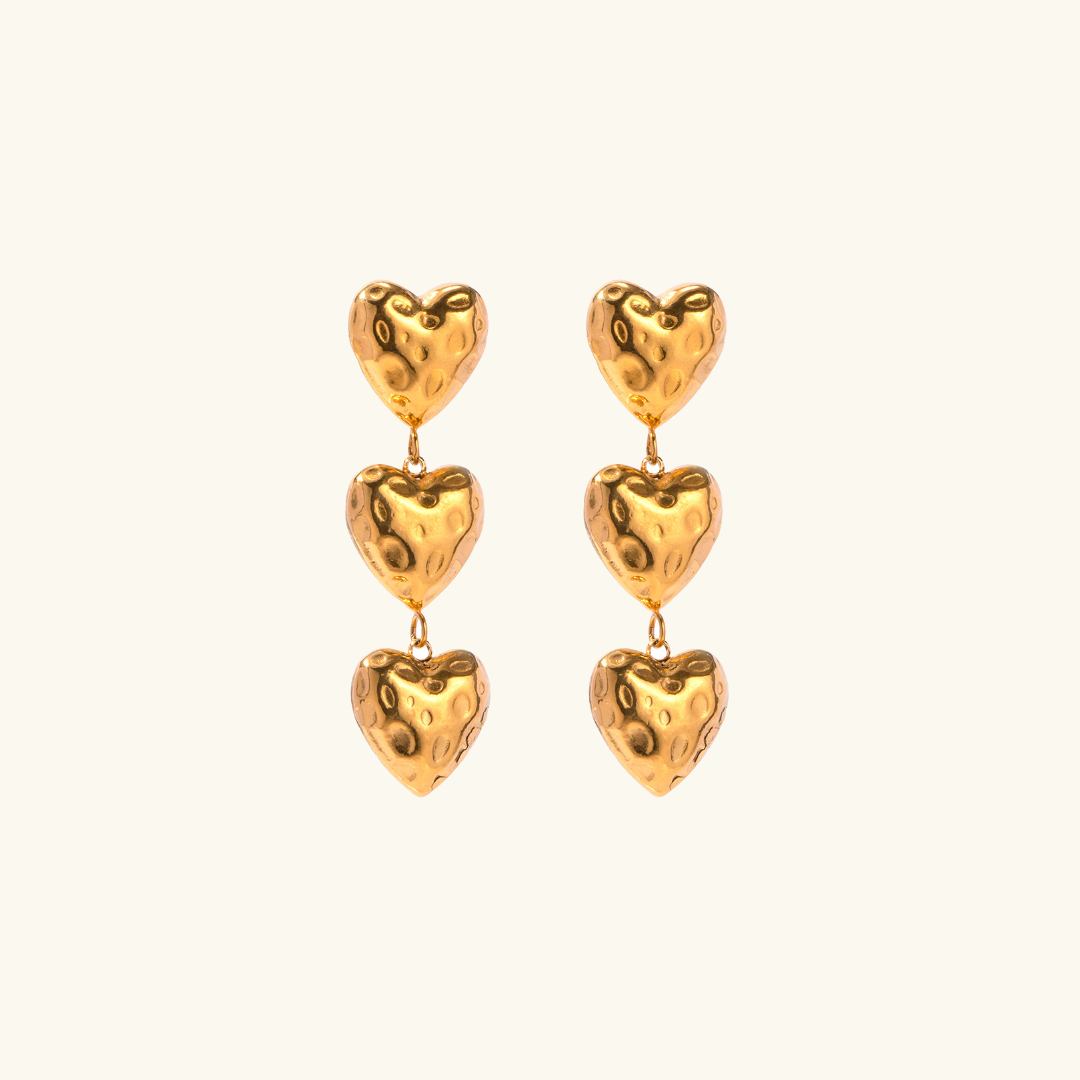 Linked Hearts 18k Gold Dangle Earrings