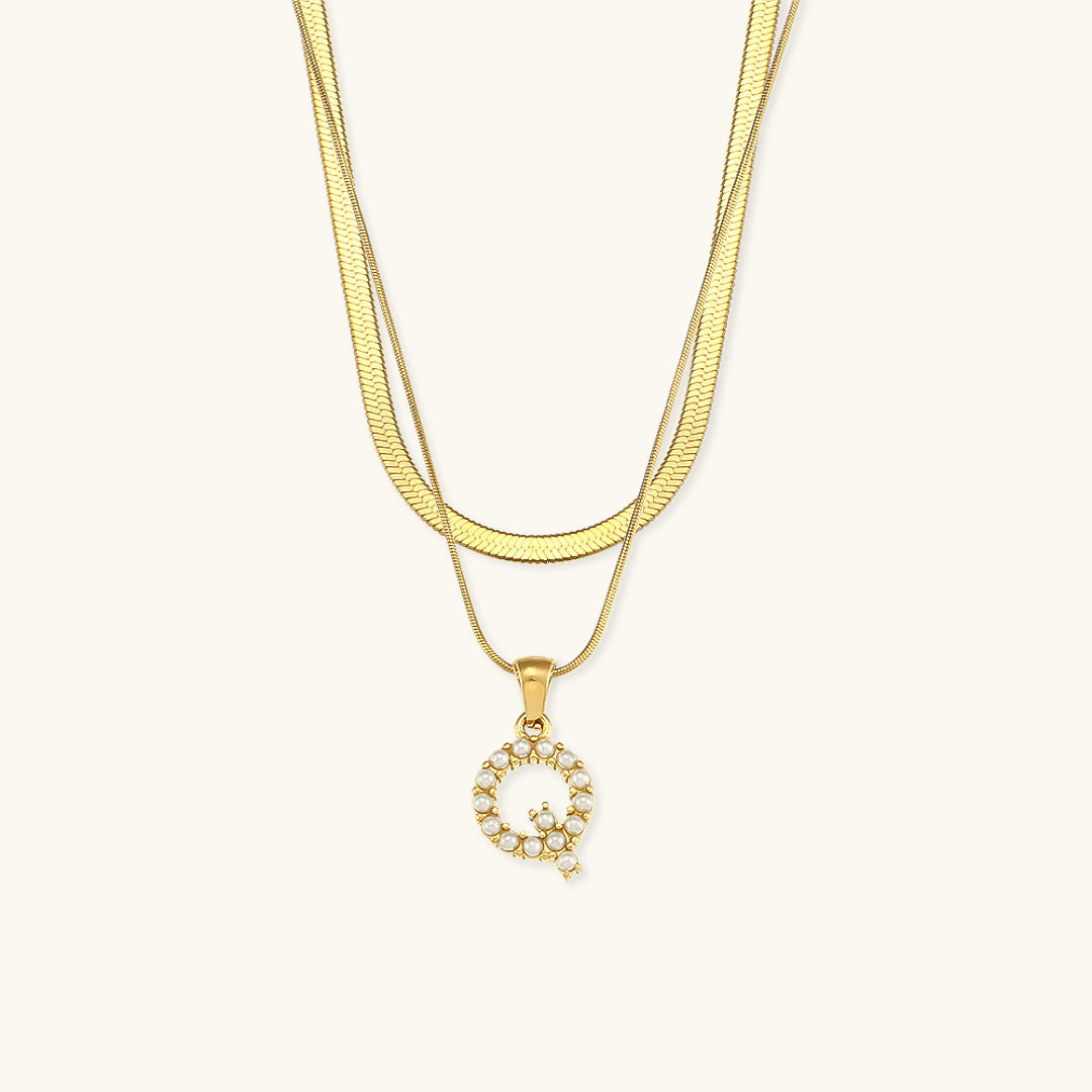 Personalized Pearl & Gold Initial Necklace