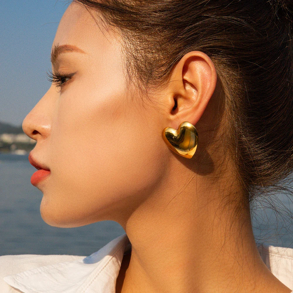 Cherish Heart Gold Earrings
