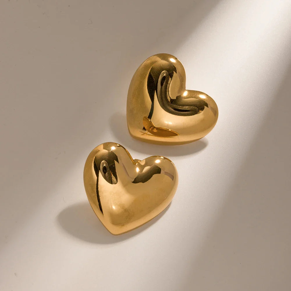 Cherish Heart Gold Earrings