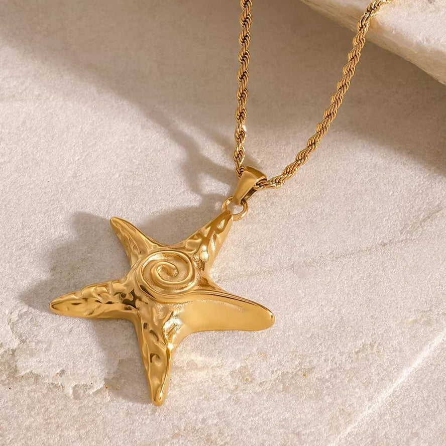 Ocean's Embrace Gold Starfish Necklace