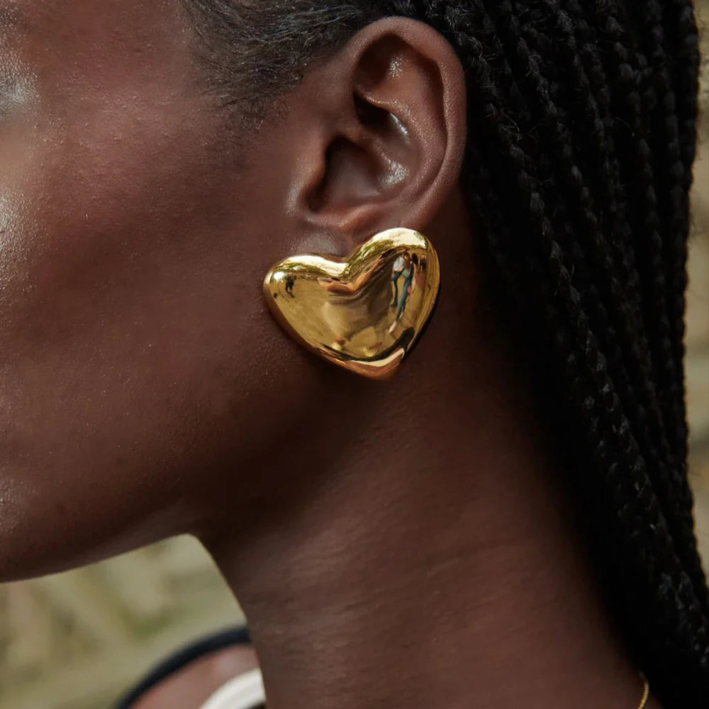 Cherish Heart Gold Earrings