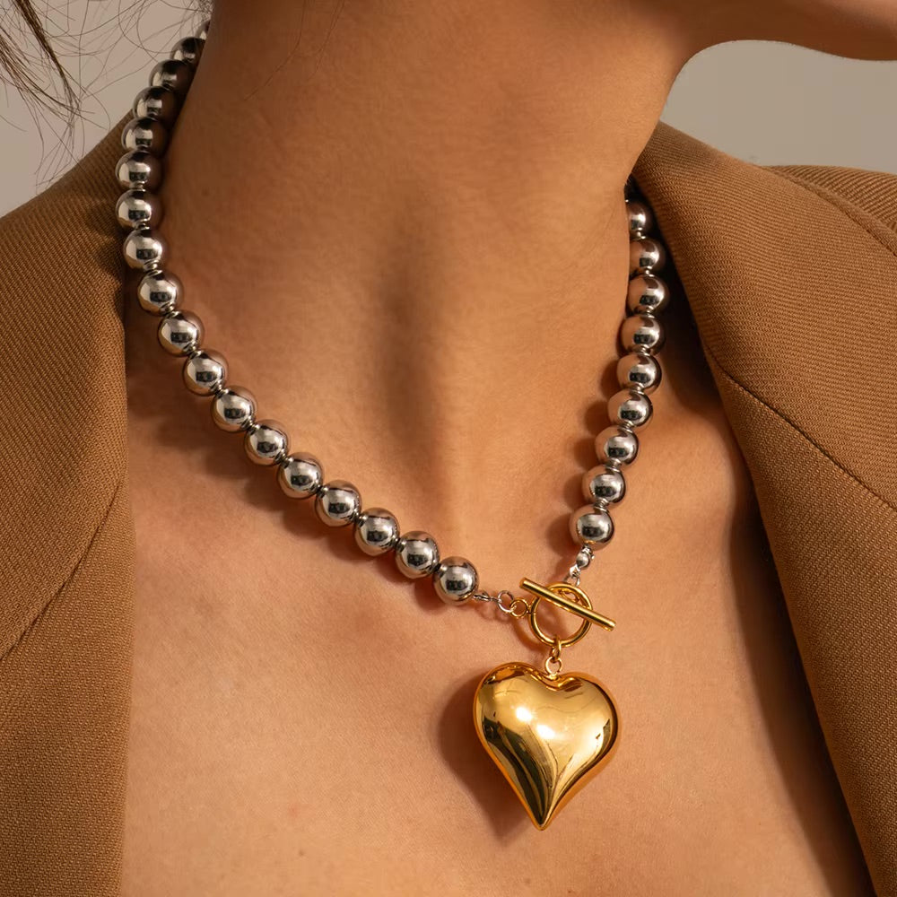 Chunky Bead Heart Pendant