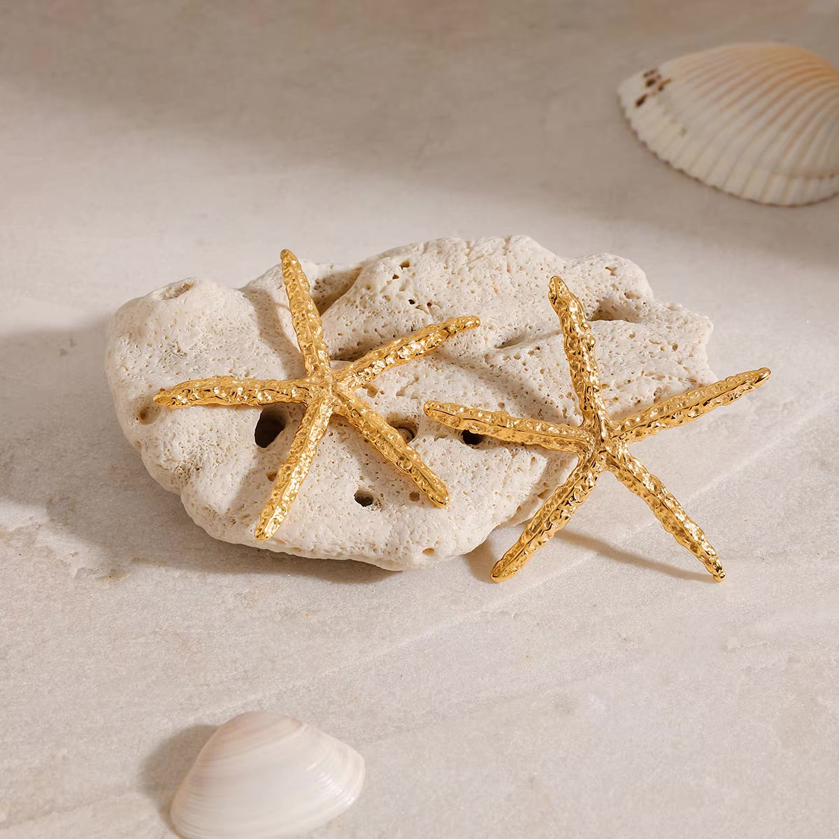 Oceanic Charm Gold Starfish Earrings