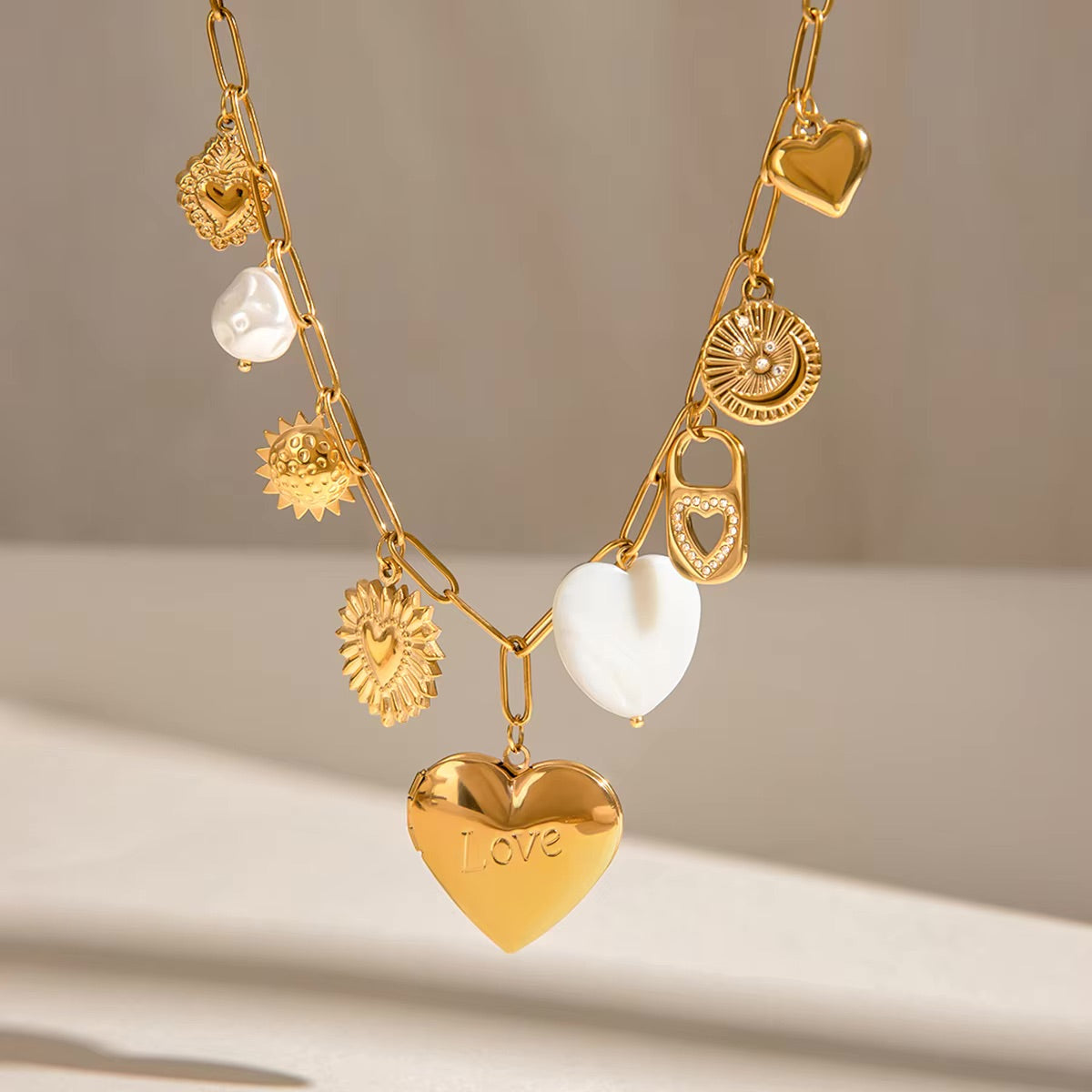 Lianne Gold Heart Charm Locket
