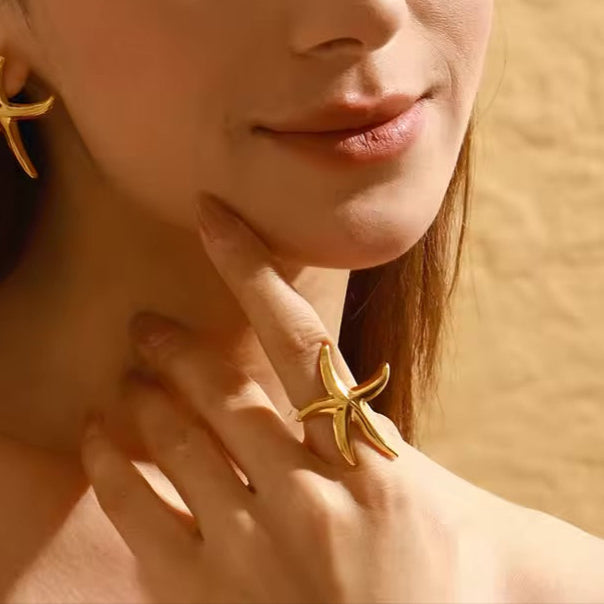 Golden Nautilus Wave Ring