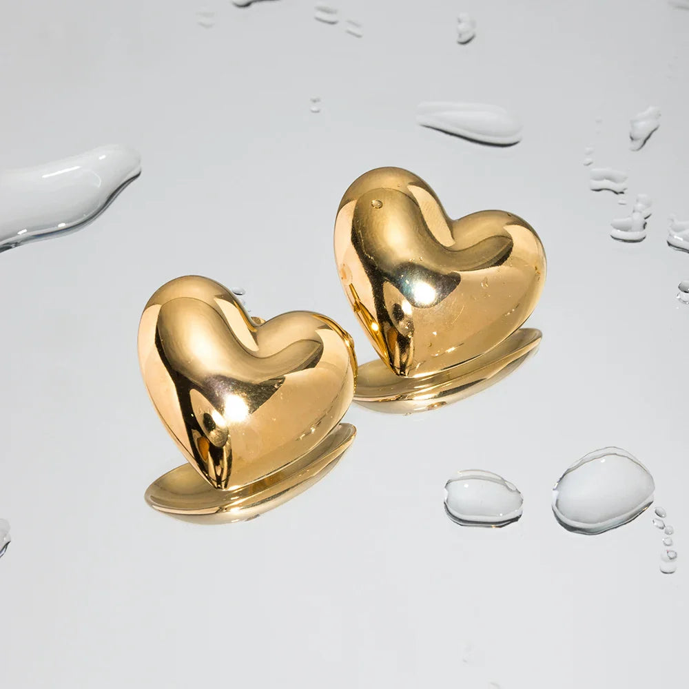 Cherish Heart Gold Earrings