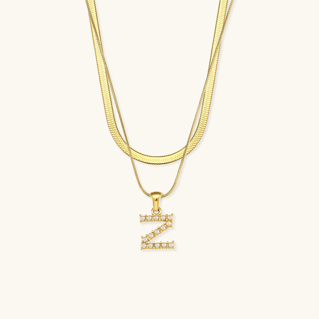 Personalized Pearl & Gold Initial Necklace