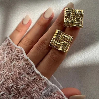 Geometric Gold Square Earrings