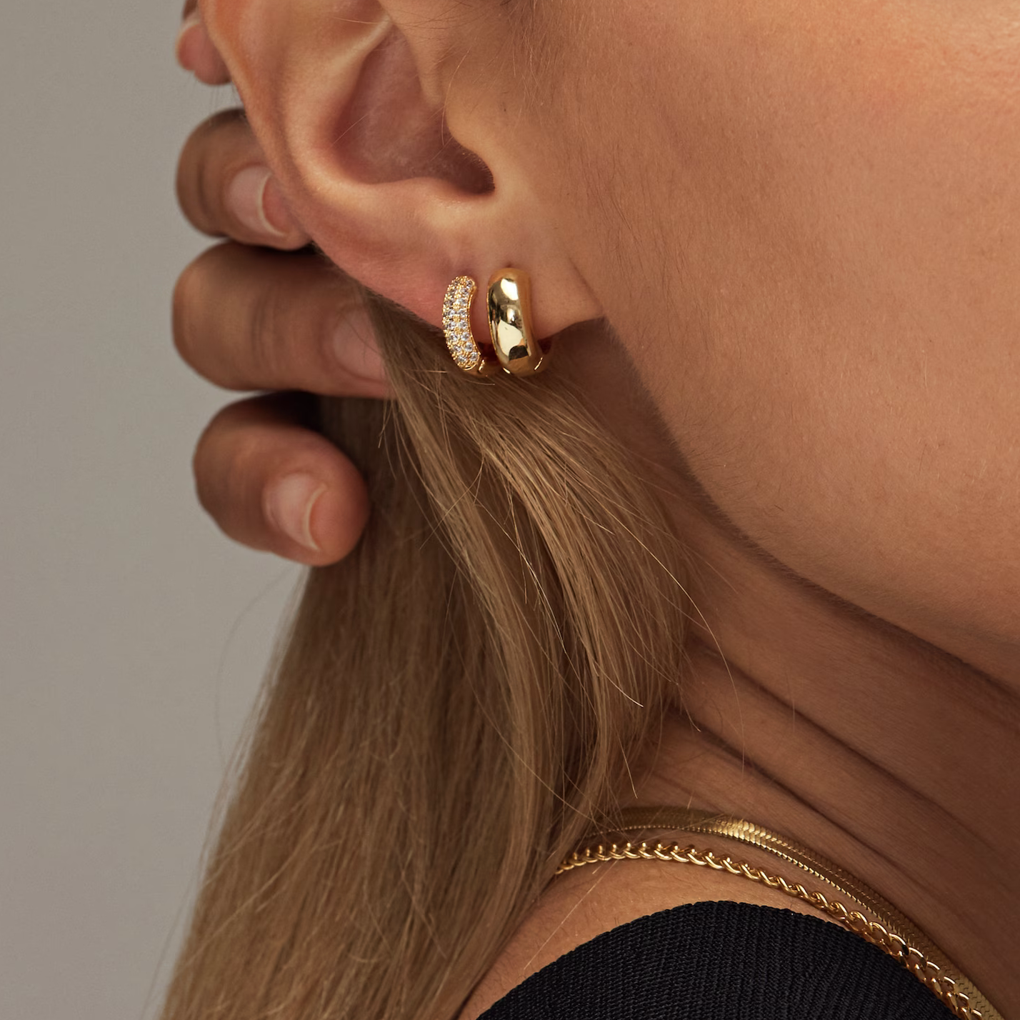Sparkle Paved Huggie Hoops
