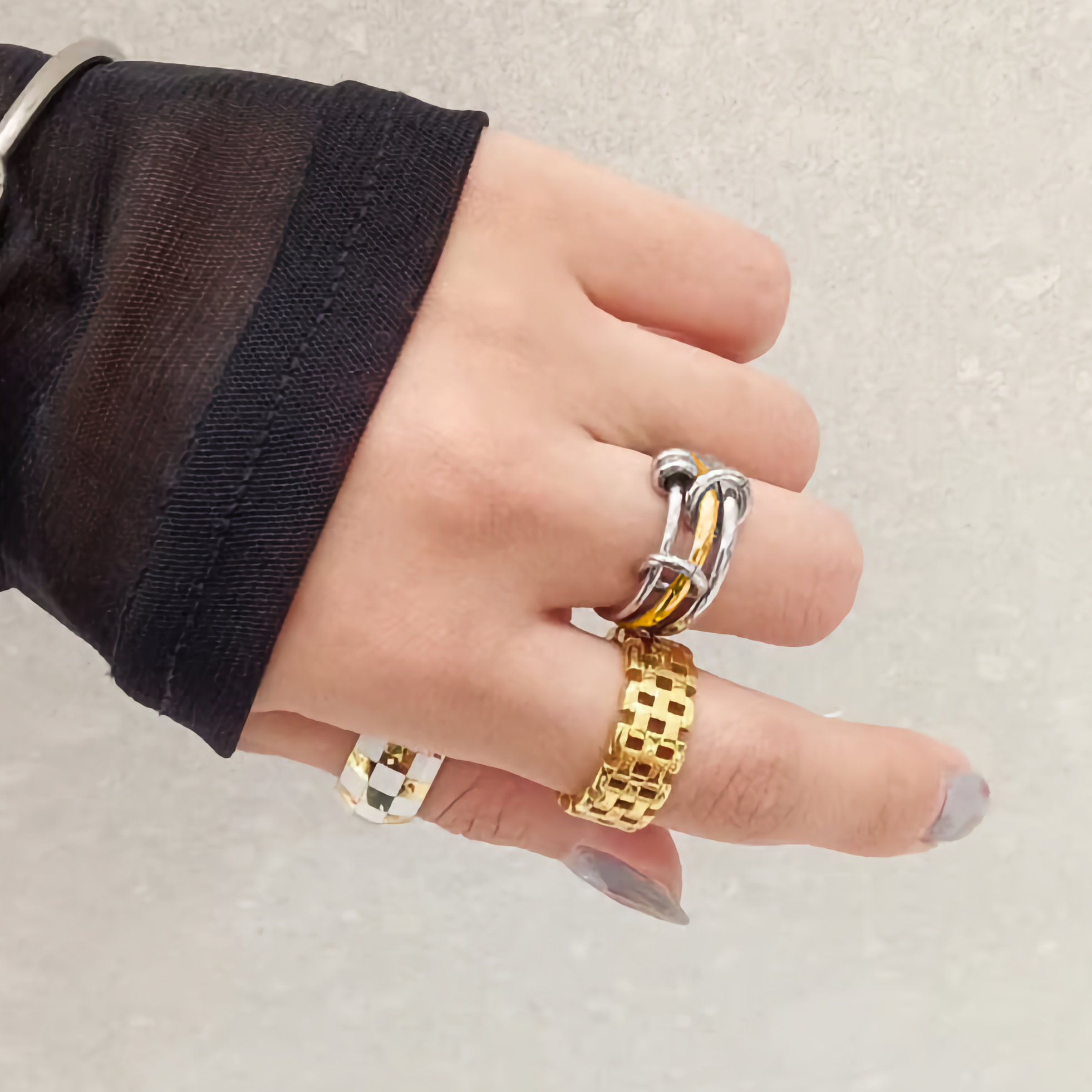 Chic Duo-Tone Ring Set