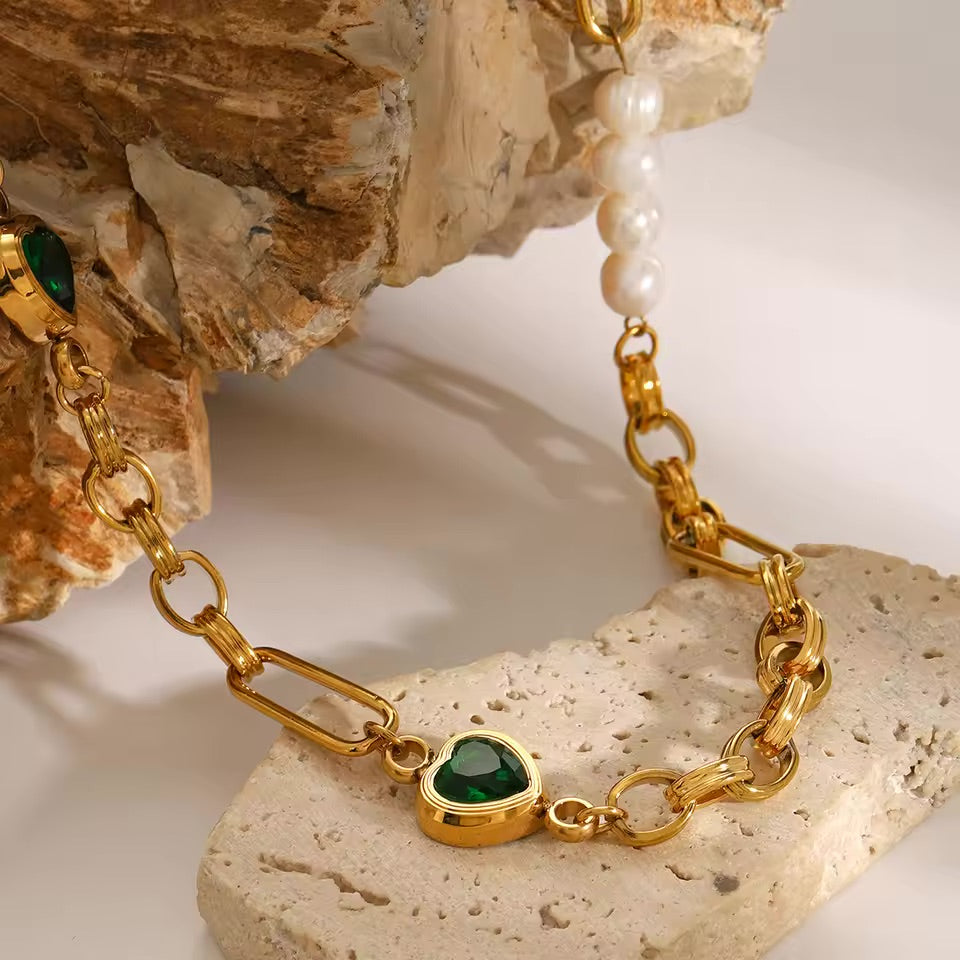 Emerald Shimmer Pearl Bracelet