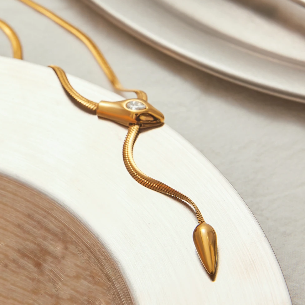 Serpentine Elegance Gold Pendant