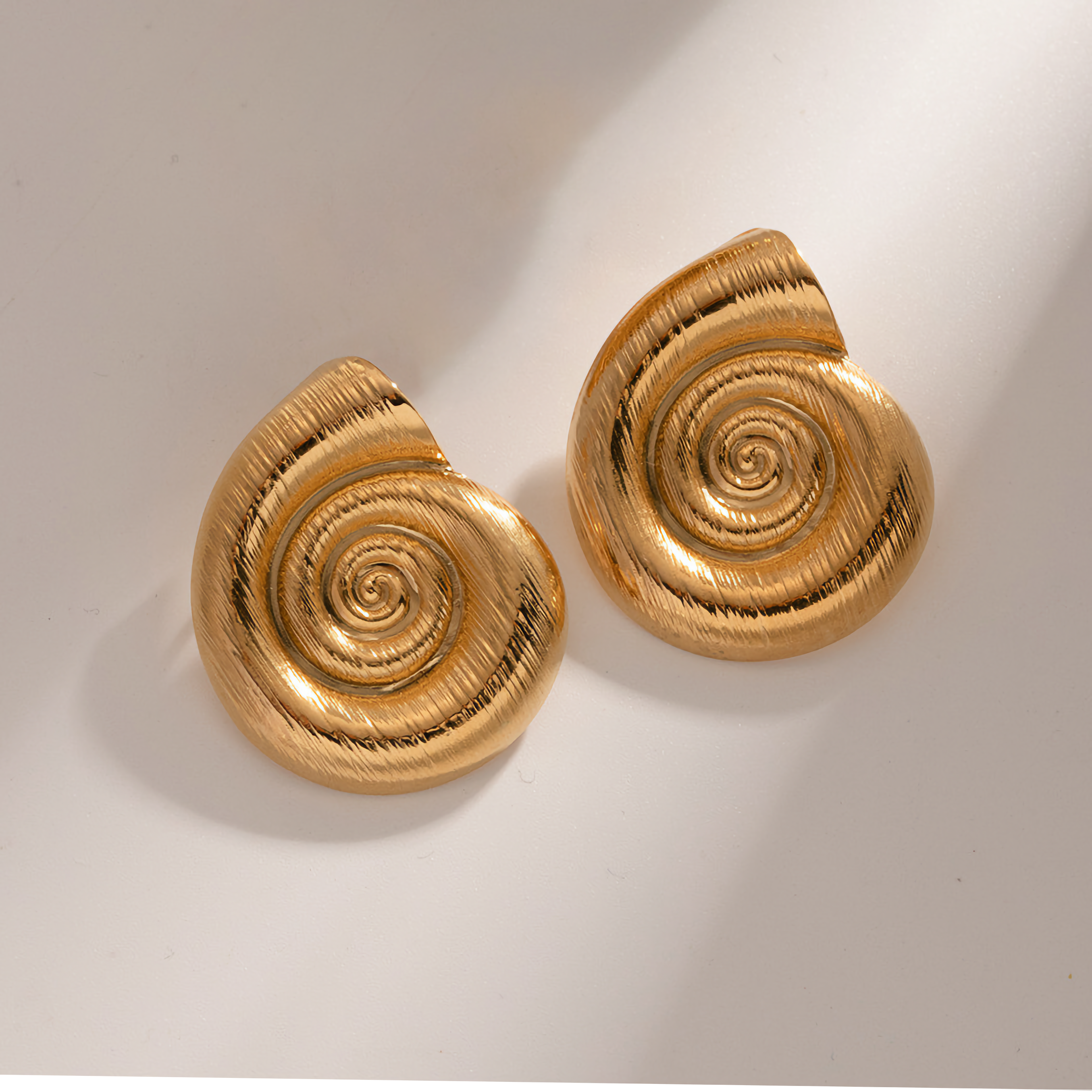 Oceanic Spiral Gold Earrings