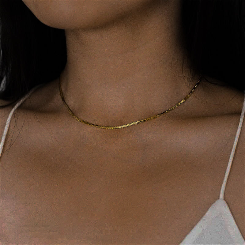 Elegant Gold Box Chain Necklace