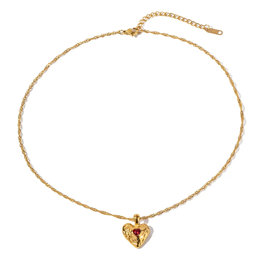 Radiant Gold Hammered Heart Necklace