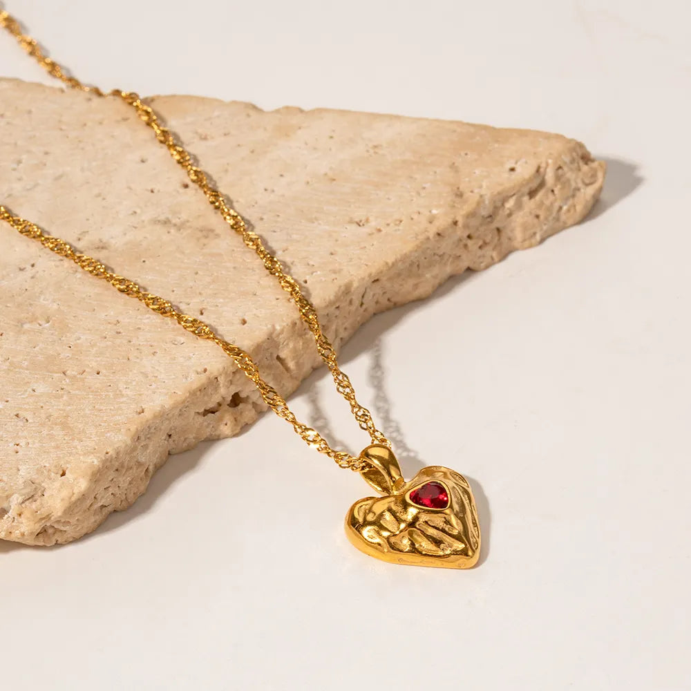 Radiant Gold Hammered Heart Necklace