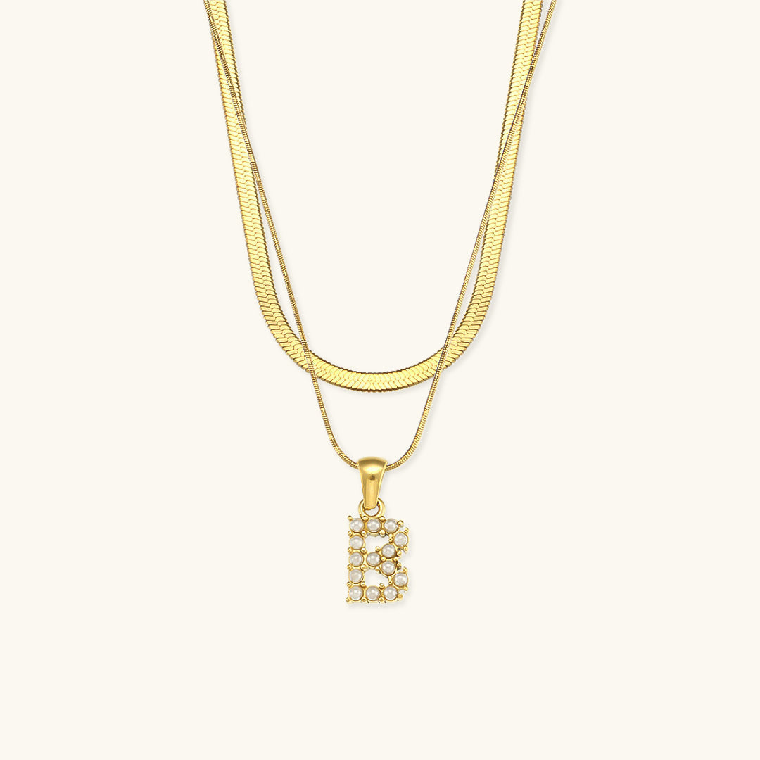 Personalized Pearl & Gold Initial Necklace