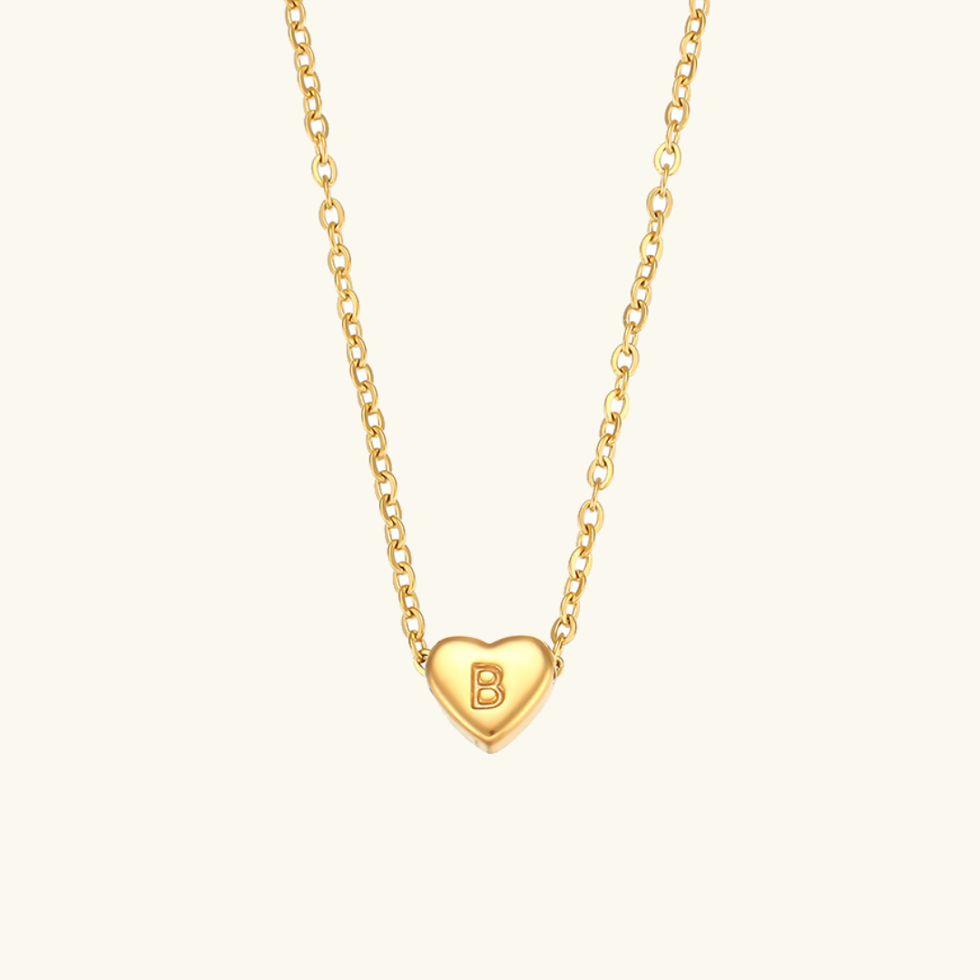 Personalized Gold Heart Initial Necklace
