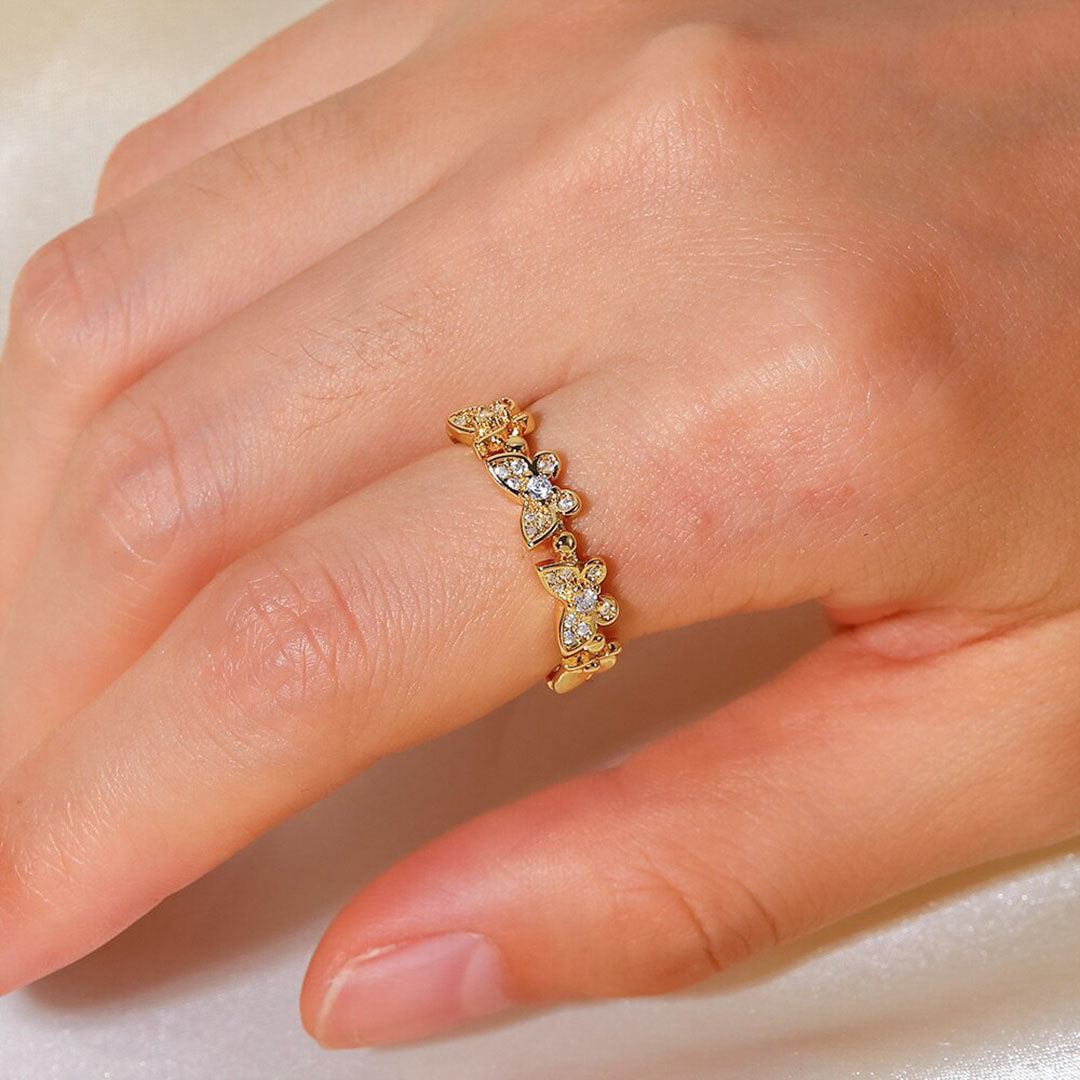 Glimmering Butterfly Gold Ring