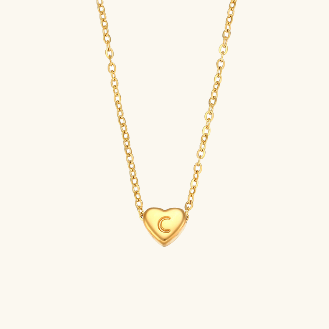 Personalized Gold Heart Initial Necklace