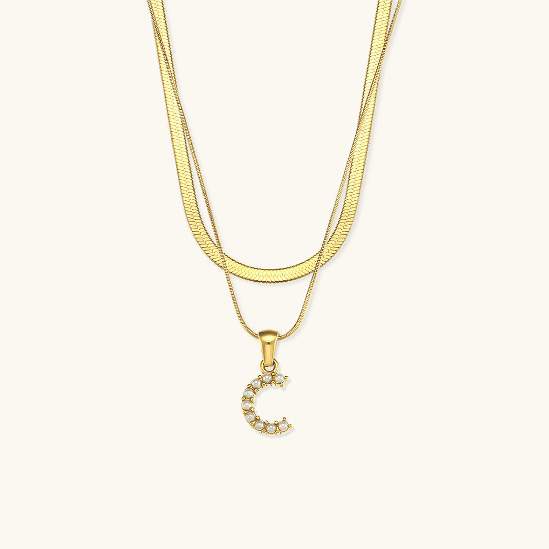 Personalized Pearl & Gold Initial Necklace