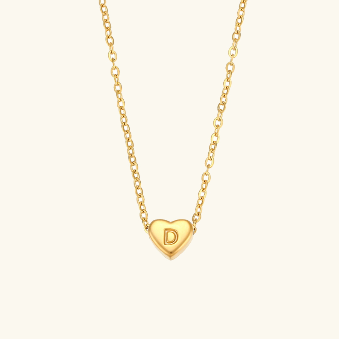 Personalized Gold Heart Initial Necklace