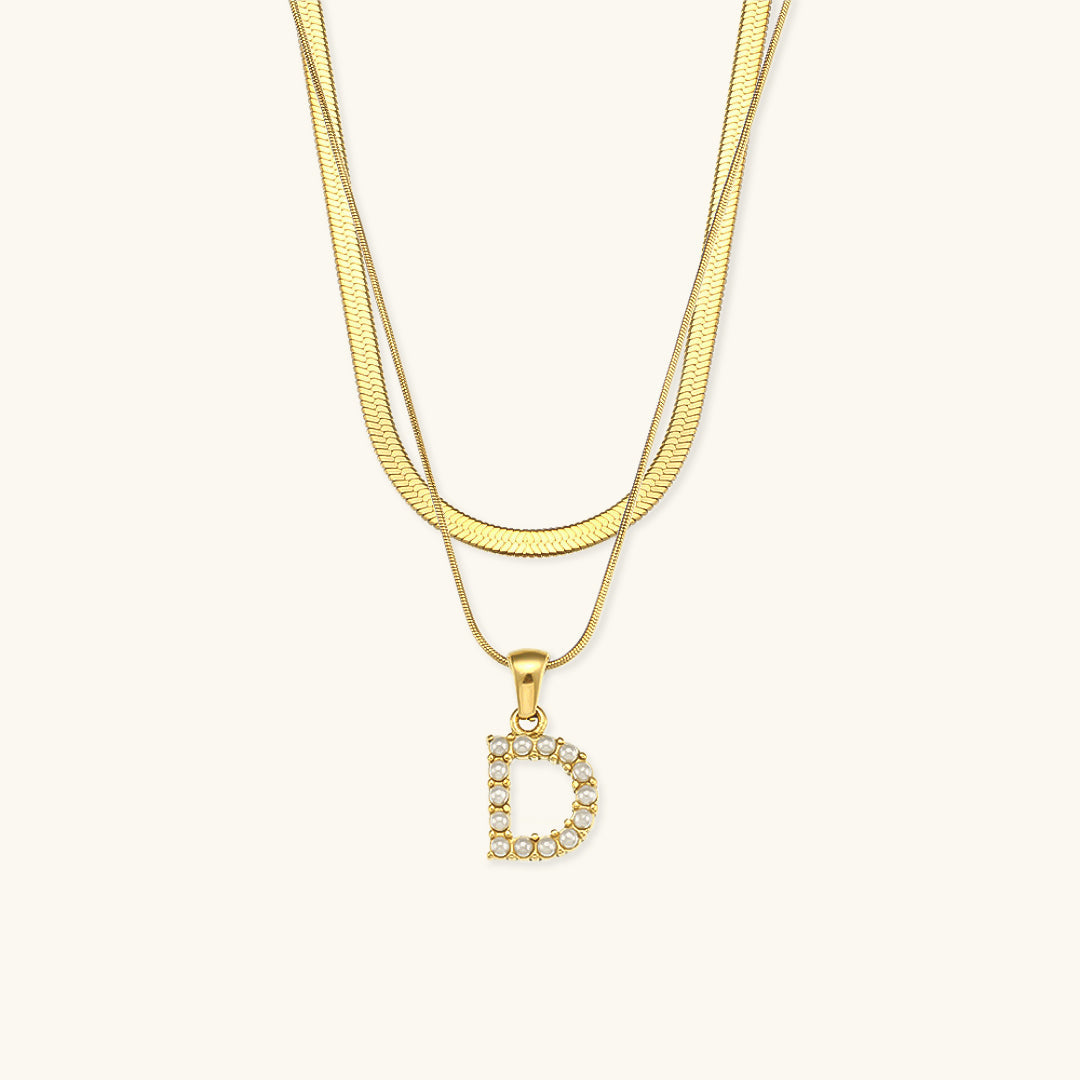 Personalized Pearl & Gold Initial Necklace