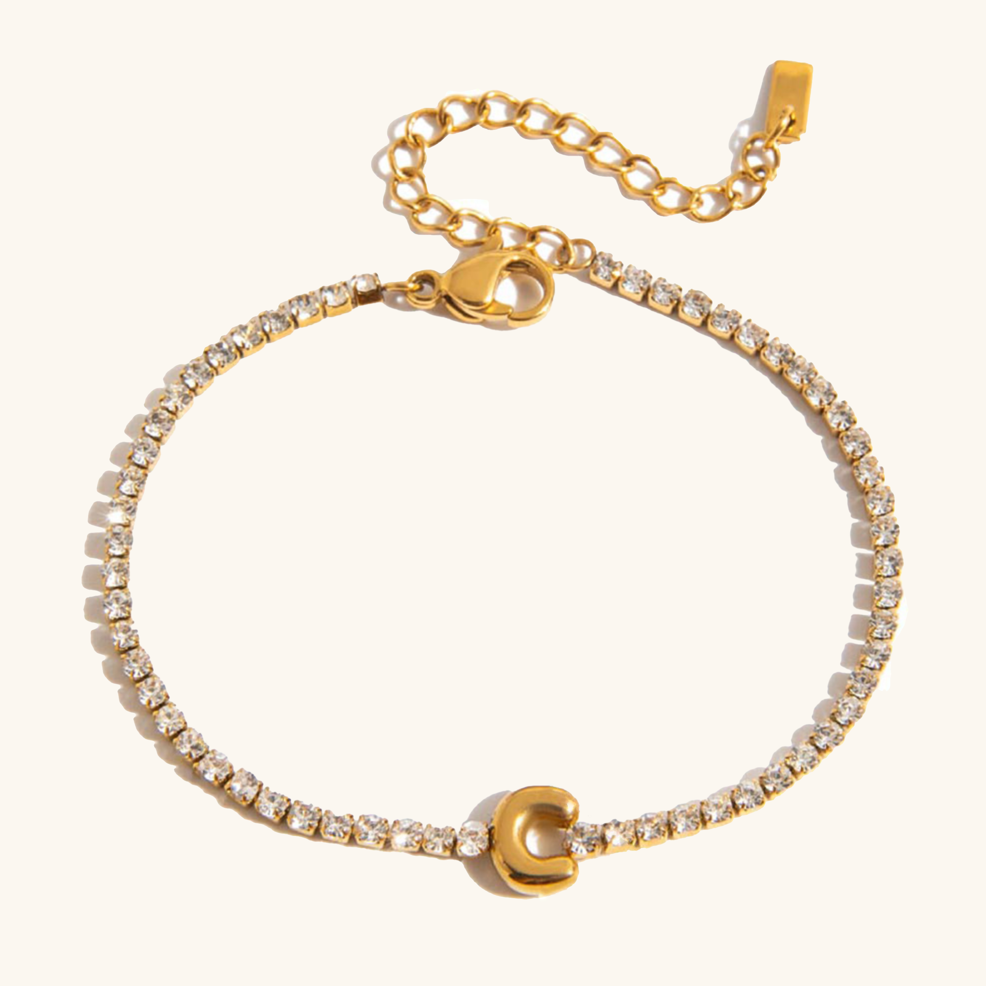 Personalized Bubble Letter Tennis Bracelet