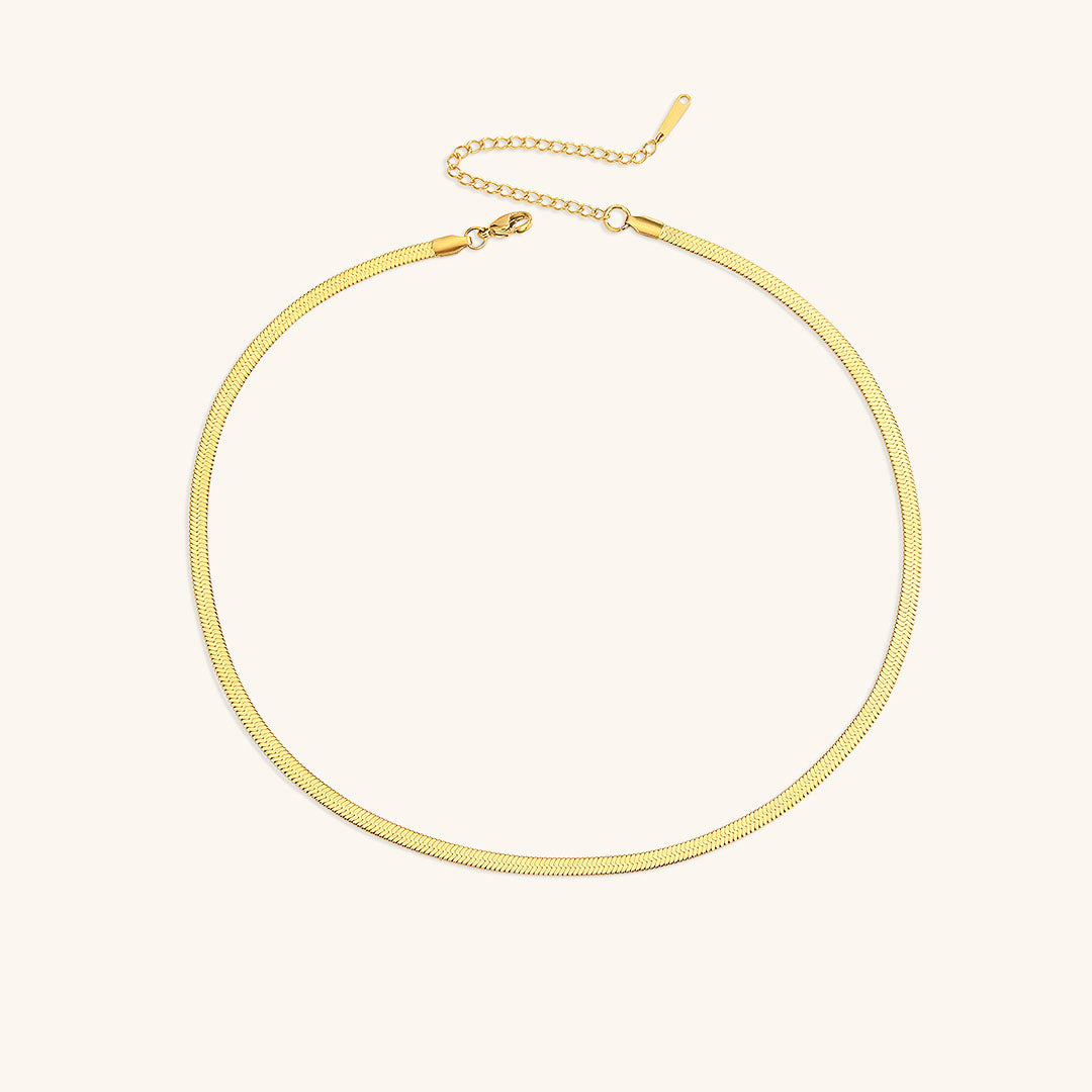 Elegant Herringbone Gold Necklace