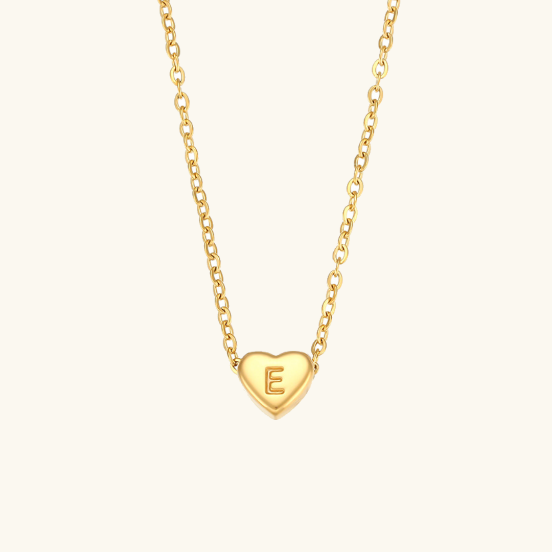 Personalized Gold Heart Initial Necklace