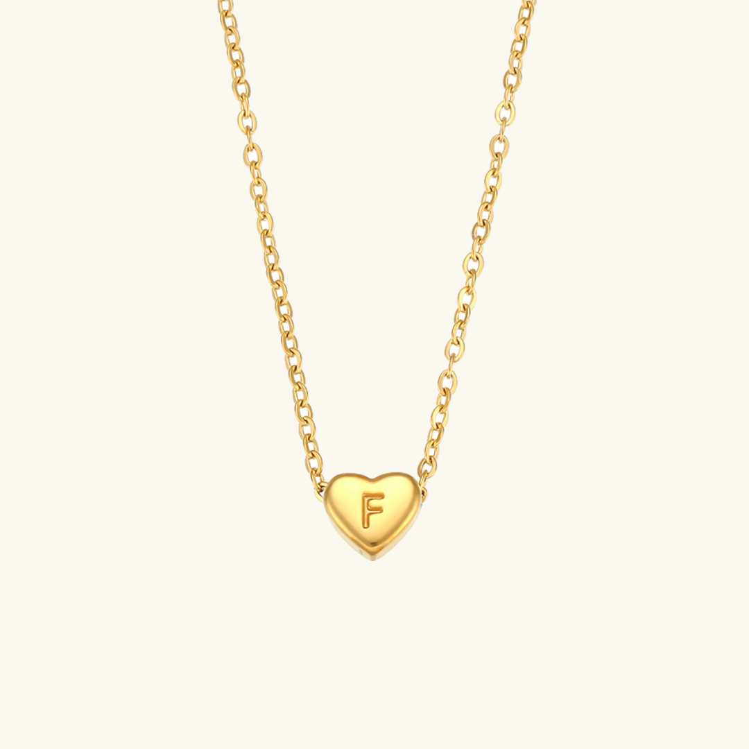 Personalized Gold Heart Initial Necklace