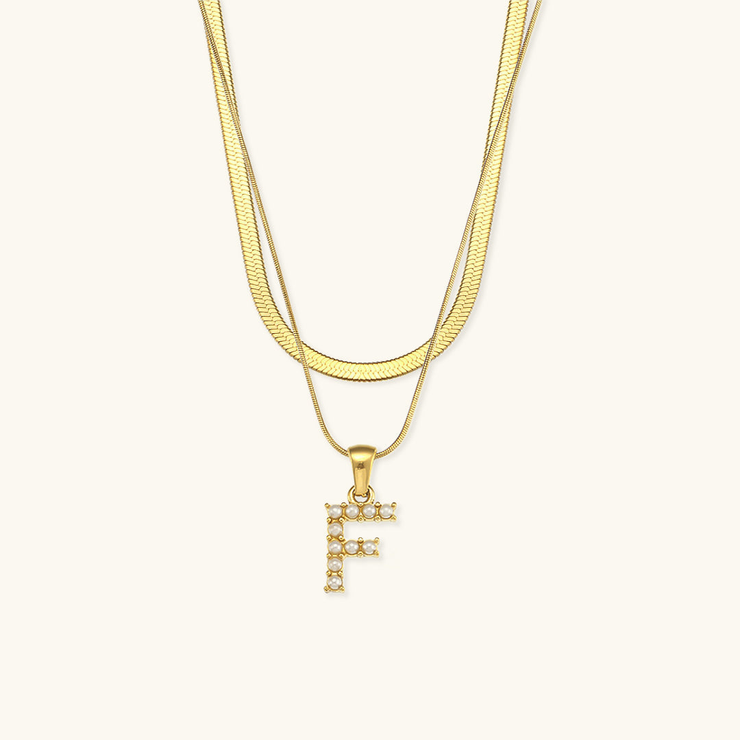 Personalized Pearl & Gold Initial Necklace