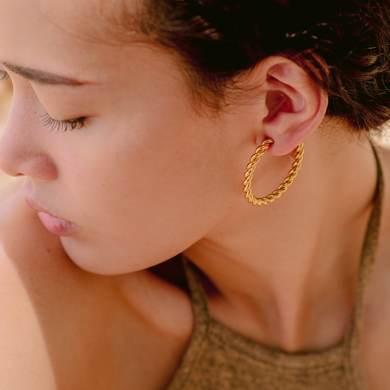 Elegant Gold Twist Earrings